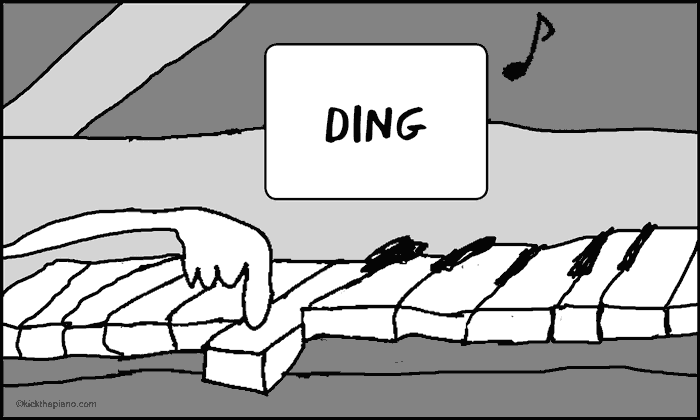 Homeopathy Awareness Fundraising Concert pianist plays one sound: "ding"